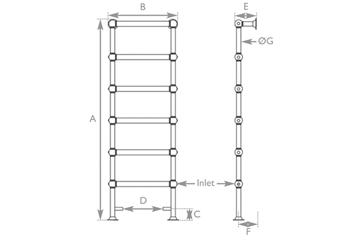 Colossus 6 Bar 1800X650mm Brushed Brass Measurements