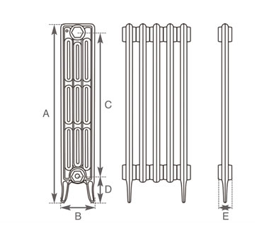 victorian 4 column radiator measurements