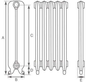 duchess 2 column radiator measurements