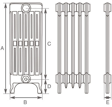 victorian 6 column radiator measurements