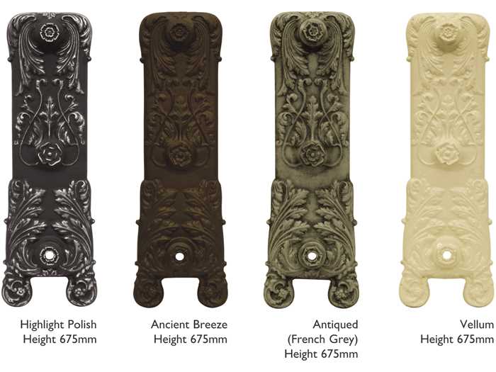 Chelsea cast iron radiator sections in highlight polish and painted finishes