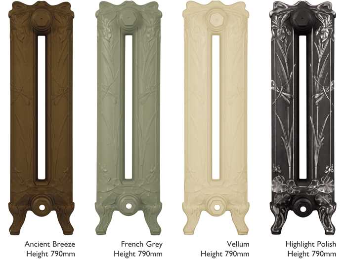 Dragonfly radiator sections in various painted finishes