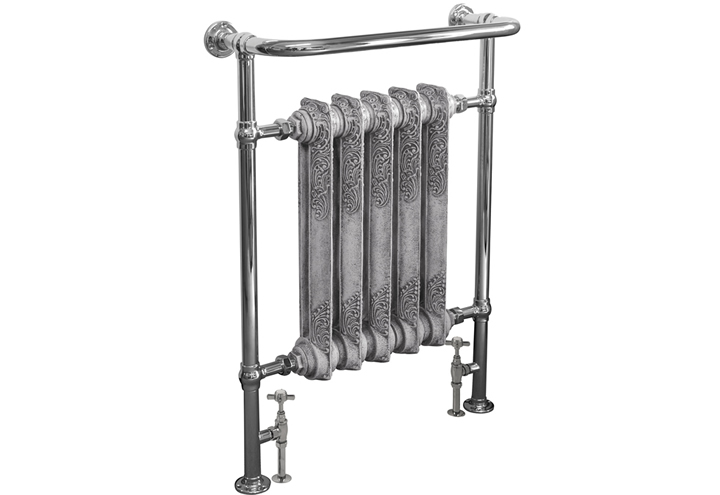 wilsford chrome towel radiator with integral cast iron sections