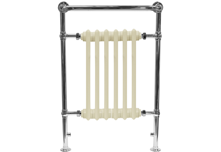 broughton chrome towel radiator with integral cast iron sections