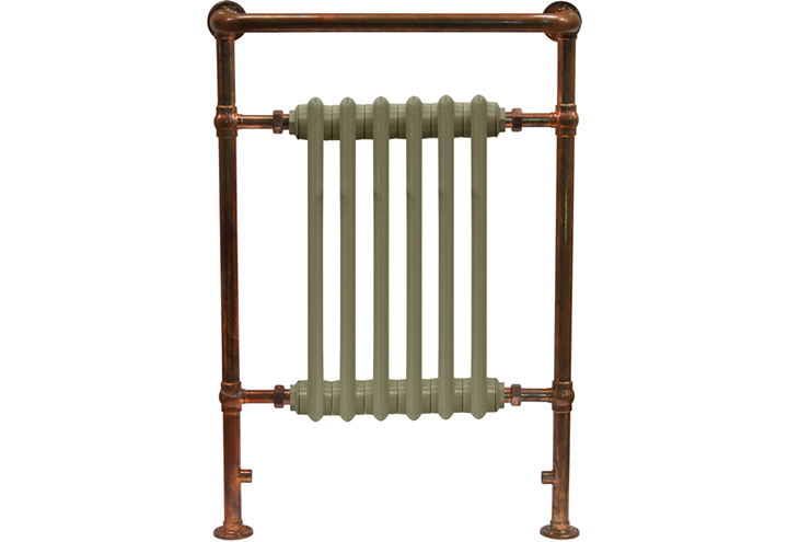 broughton copper towel radiator with integral cast iron sections