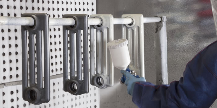 Spraying Cast Iron Radiator Sections4