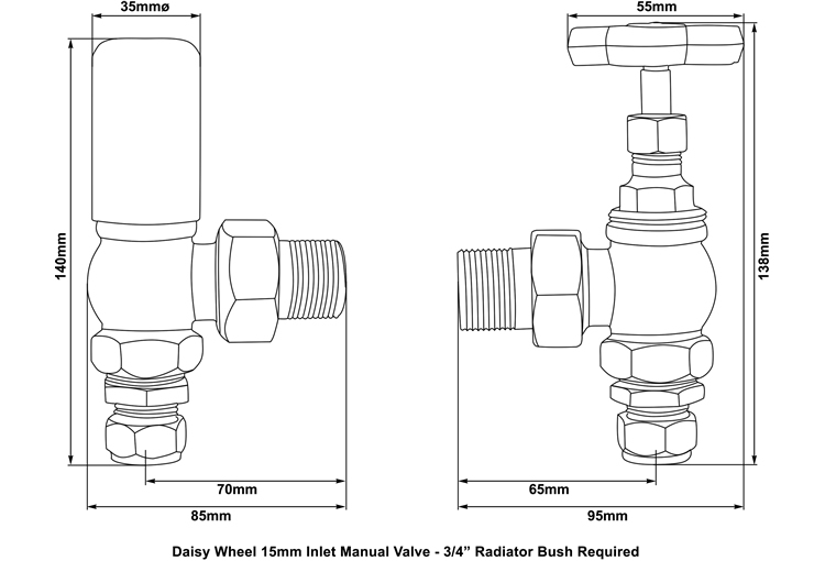 daisy wheel manual valve measurements