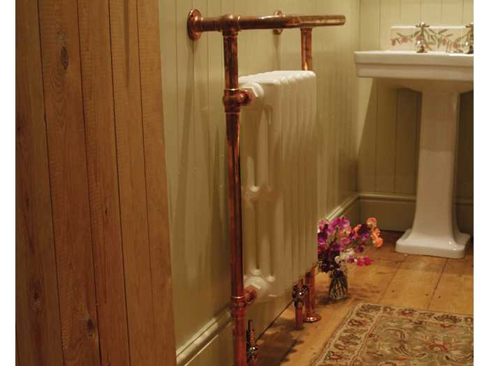 Broughton Copper Towel Rail Vellum Painted Sections