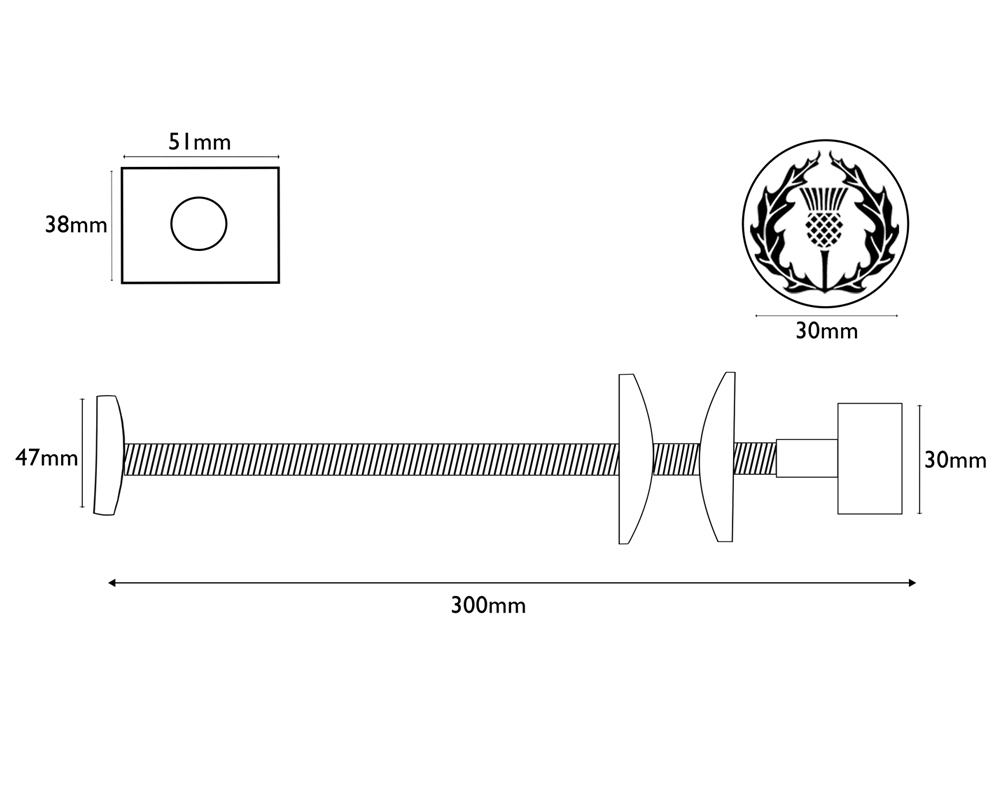 Thistle Wall Stay 300Mm Measurements