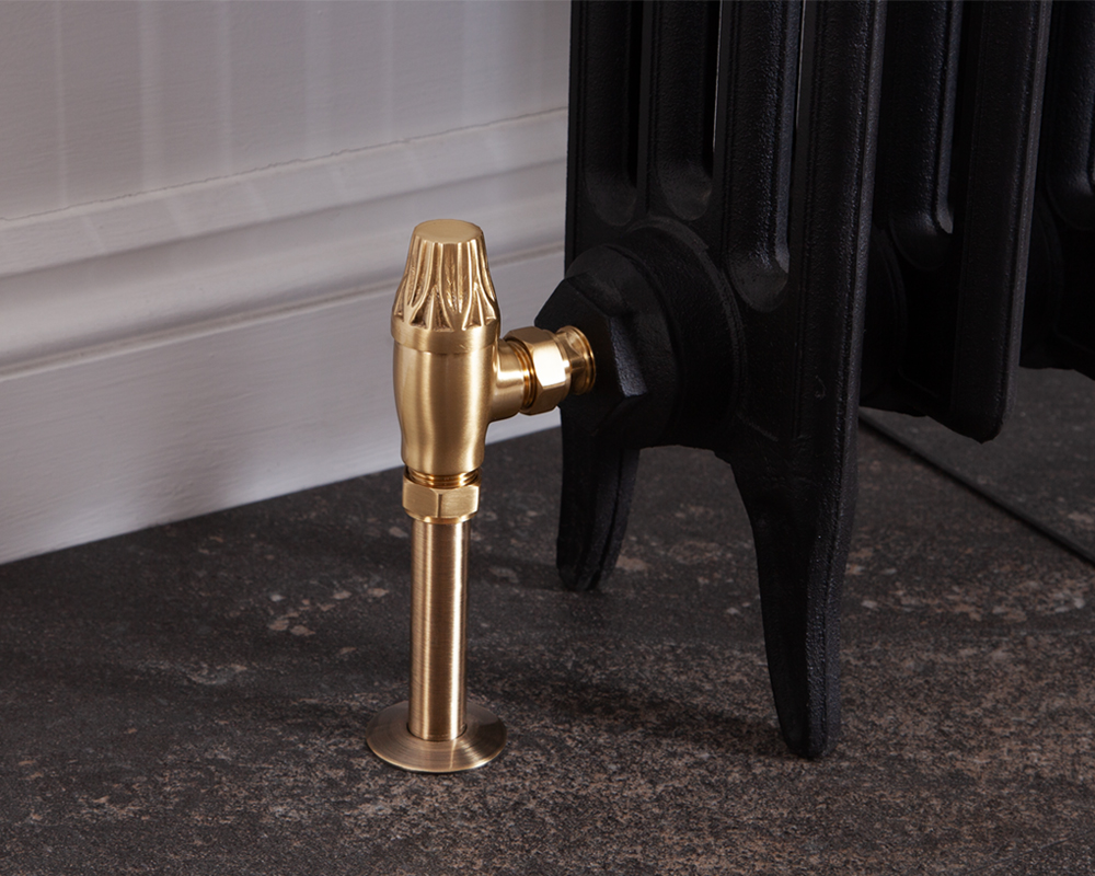 Crocus Thermostatic Valve Brushed Brass Lacquered Lock Shield