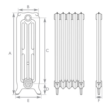 Rococo 3 Column Line Drawing