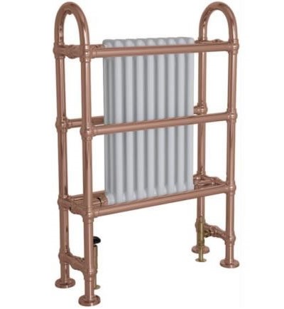 Horse copper towel rail with integral steel radiator