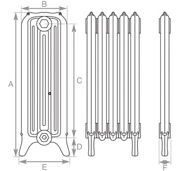 Ribbon 4 Column Line Drawing
