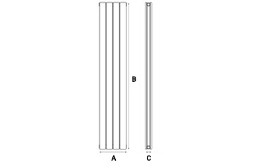 Vertical Flat Double Radiator 1800X300 Anthracite Measurements