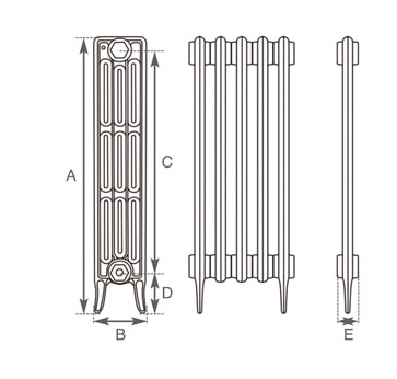 Victorian 4 Column Line Drawing