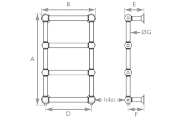 Colossus Wall Mounted Towel Rail 1000X600 Dimensions