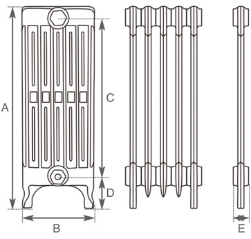 Victorian 6 Column Line Drawing